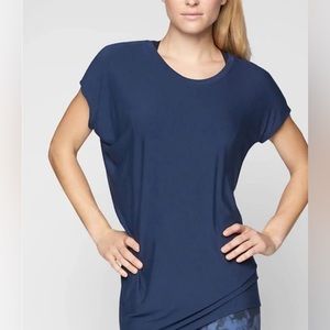 Athleta Threadlight Asym Modal Relaxed Tee Asymmetrical Navy XS